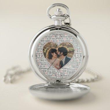 Heart Shaped Photo True Love Valentines or Wedding Pocket Watch
