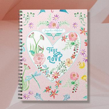 Hearts Floral n Love Dragonfly Valentines Day Notebook