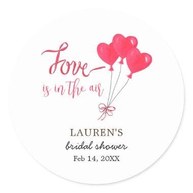 Hearts Love is in the Air Bridal Shower Classic Round Sticker