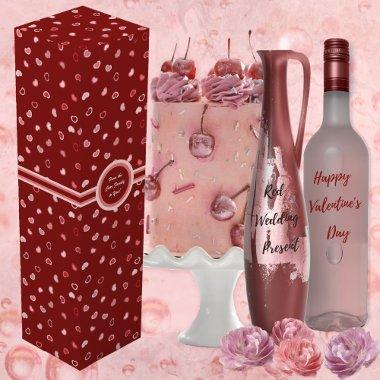 Hearts - Pink on Dark Red Ombre - Wine Box