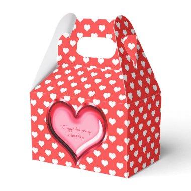 Hearts Red Valentine Anniversary Love Pattern Favor Boxes
