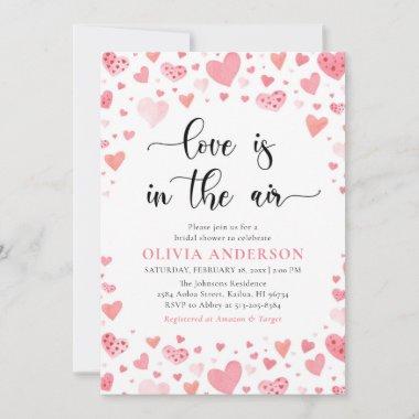Hearts Valentine Love is in the Air Bridal Shower Invitations