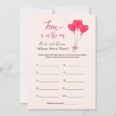 Hearts "Where were they" Bridal shower game Invitations
