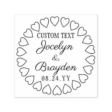 Hearts Wreath Wedding Thank You or Save the Date Self-inking Stamp