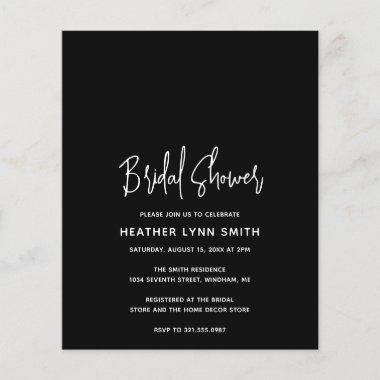 Heather Black Modern Budget Bridal Shower Invite