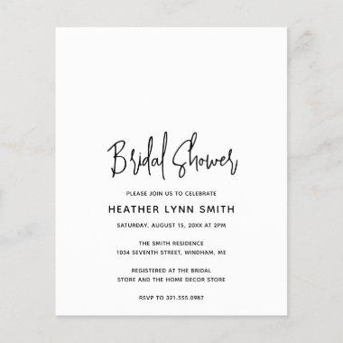 Heather Black White Budget Bridal Shower Invite