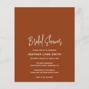 Heather Terracotta Budget Bridal Shower Invite