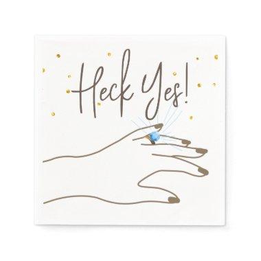 Heck Yes! Female Hand and Ring Engagement Party Napkins