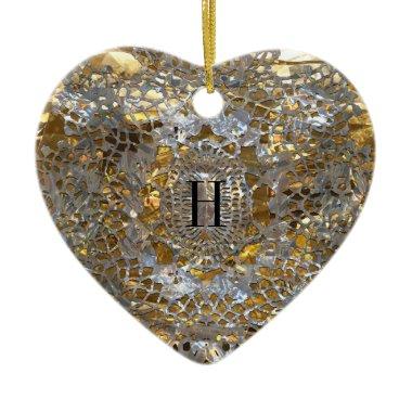 Heirloom Heart Elegant Monogram Ceramic Ornament