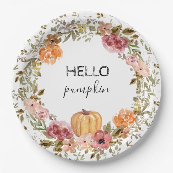 Hello Pumpkin Paper Plates Fall Bridal Shower