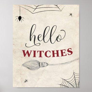 Hello Witches Halloween Adult Party Door Welcome Poster