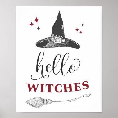Hello Witches Halloween Funny Quote Text Wall Door Poster