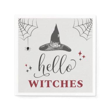 Hello Witches Halloween Funny Text Bachelorette Napkins