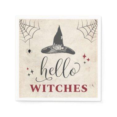 Hello Witches Halloween Funny Text Bachelorette Napkins