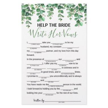 Help the Bride Write Her Vows  Game Flyer