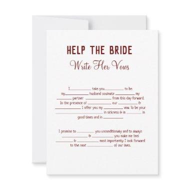 help the bride write her vows  game note