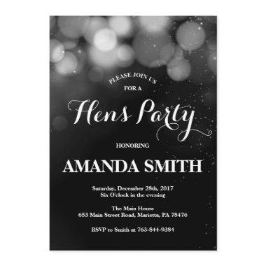 Hens Party Invitation Invitations Silver Glitter