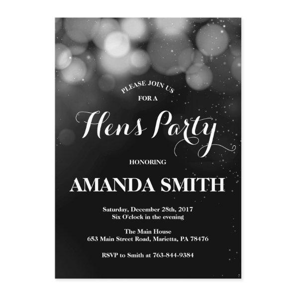 Hens Party Invitation  Silver Glitter