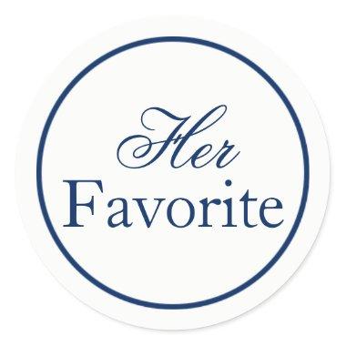 "Her Favorite" Wedding Favor Sticker - Navy