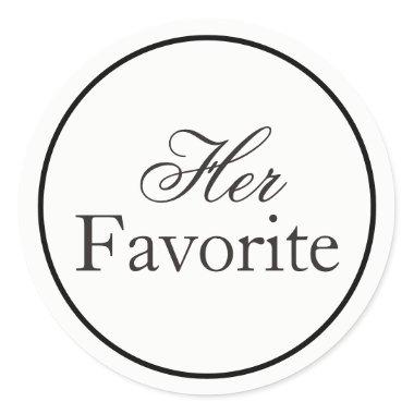 "Her Favorite" Wedding Sticker Black and White