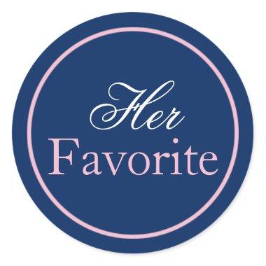 "Her Favorite" Wedding Sticker Blush Pink/Navy