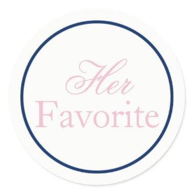 "Her Favorite" Wedding Sticker Blush Pink/Navy