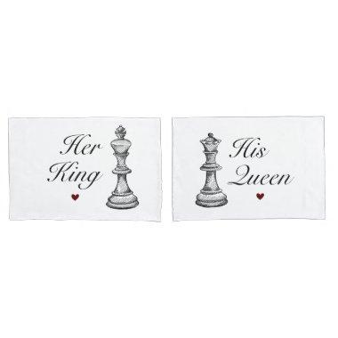 Her King His Queen Chess Romantic Love Couple Pillow Case