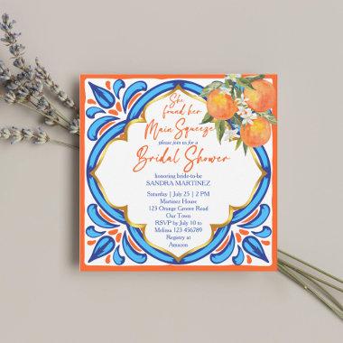 Her Main Squeeze bridal shower orange blue invite