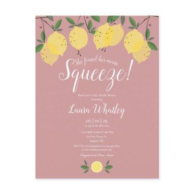 Her Main Squeeze Lemon Dusty Rose Bridal Shower Announcement PostInvitations