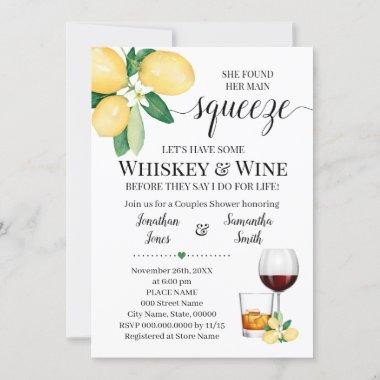 Her main squeeze whiskey and wine bridal shower Invitations