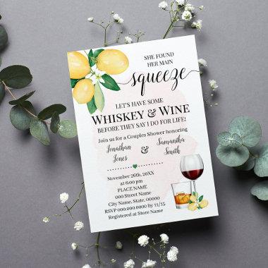 Her Main Squeeze Whiskey & Wine Pink Bridal Shower Invitations