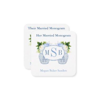 Her Married Monogram Preppy Bridal Shower Enclosure Invitations