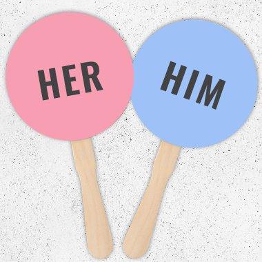 Her or Him? | Bride Groom Pink Blue Wedding Game Hand Fan