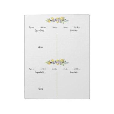 Herbs Lemons Double Unlined Recipe Pages Notepad