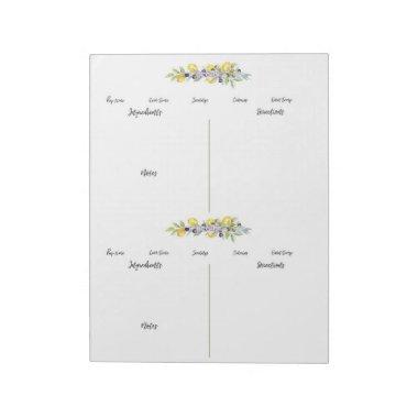 Herbs Lemons Double Unlined Recipe Pages Notepad