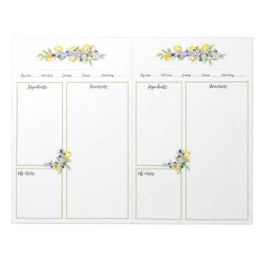 Herbs Lemons Mini Binder No Lines Recipe Pages Notepad