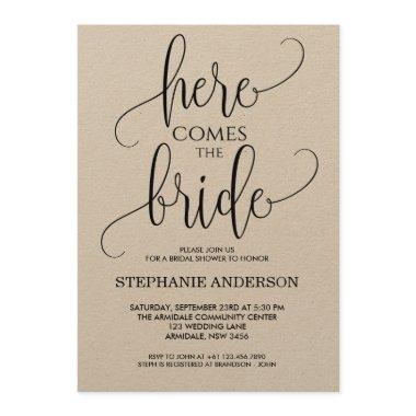 Here comes the bride black bridal shower Invitations