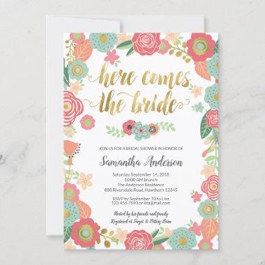 Here Comes the Bride Bridal Shower Invitations