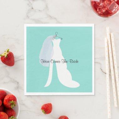 Here Comes The Bride Bridal Shower Party Paper Napkins