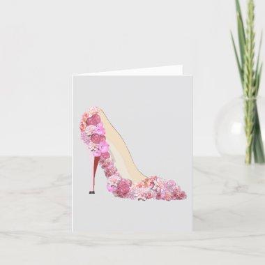 Here Comes The Bride Floral Heels Personal Note Invitations