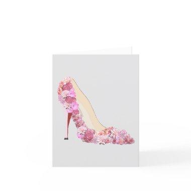 Here Comes The Bride Floral Heels Personal Note Invitations