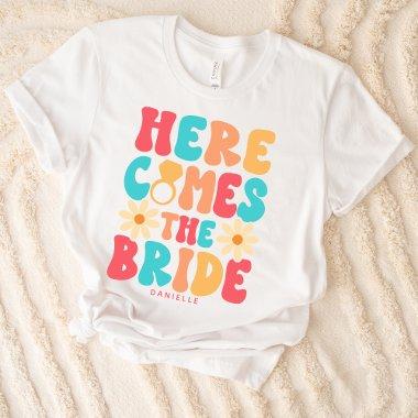 Here Comes the Bride Groovy Retro Custom T-Shirt