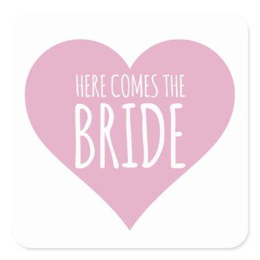 Here Comes the Bride Pretty Pink Heart Sticker