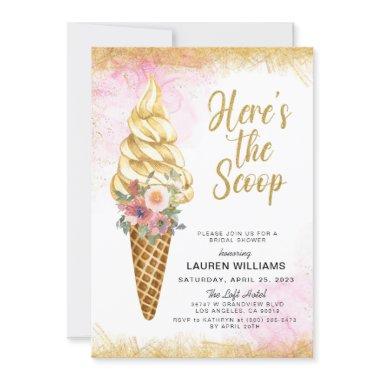 Here's the Scoop Ice Cream Bridal Shower Invitatio Invitations