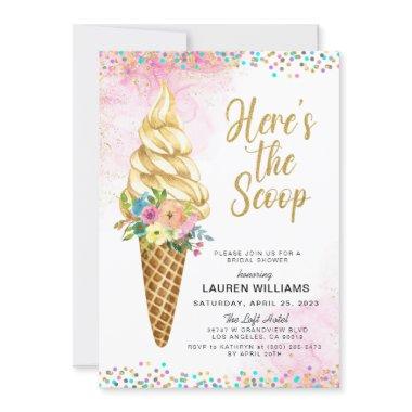 Here's the Scoop Ice Cream Bridal Shower Invitatio Invitations