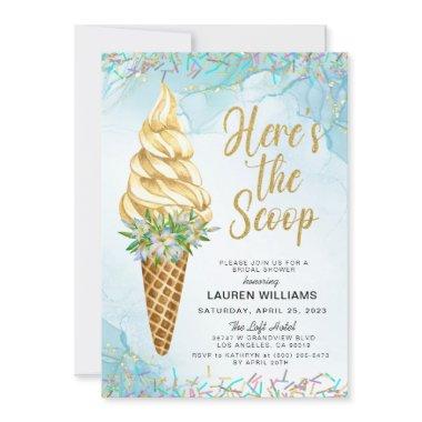 Here's the Scoop Ice Cream Bridal Shower Invitatio Invitations