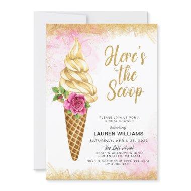 Here's the Scoop Ice Cream Bridal Shower Invitatio Invitations