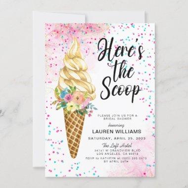 Here's the Scoop Ice Cream Bridal Shower Invitatio Invitations