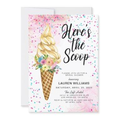 Here's the Scoop Ice Cream Bridal Shower Invitatio Invitations