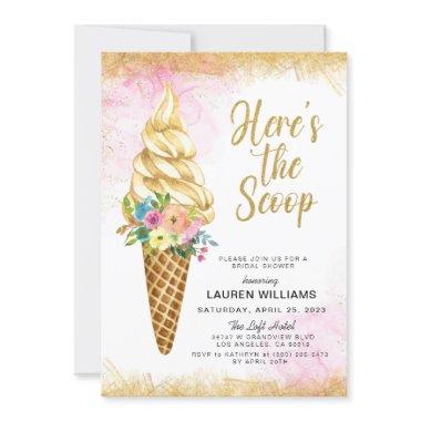 Here's the Scoop Ice Cream Bridal Shower Invitatio Invitations